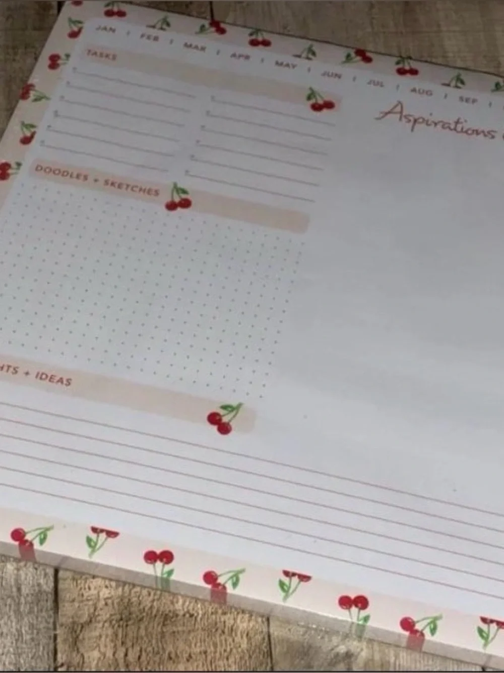 Jumbo 12” x 12” Cherry Print Desk Calendar / Daily Planner + Matching Pen